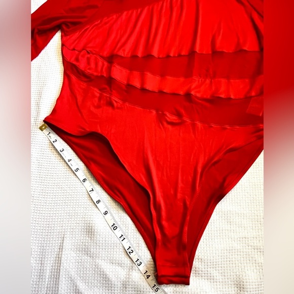 SHEIN Curve Plus Size Red Long Sleeve Sheer Mesh Splicing Bodysuit Women’s 3XL - Picture 15 of 16